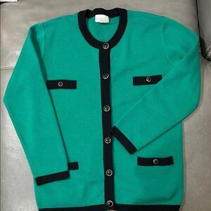 JH collectibles wool women Green and Black Cardigan Sweater, size S.